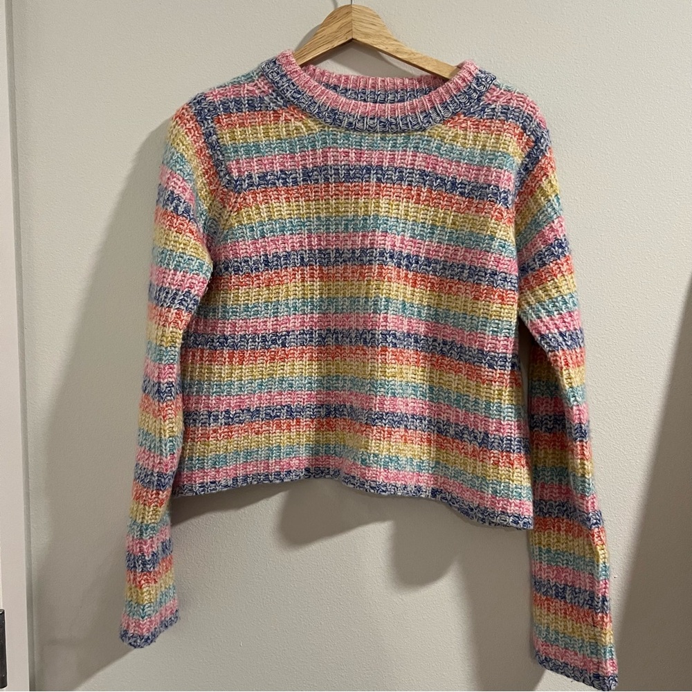 La Ligne rainbow pastel cropped sweater cherie sweater crewneck. - Picture 2 of 7